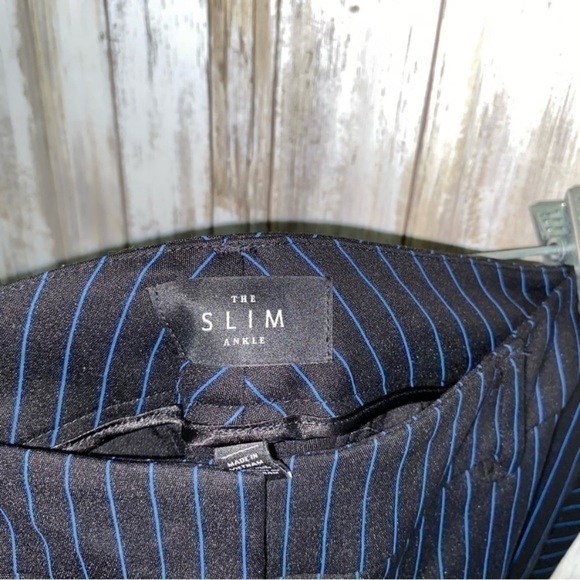 White House Black Market Blue & Black Pin Stripe Pants - Picture 4 of 5